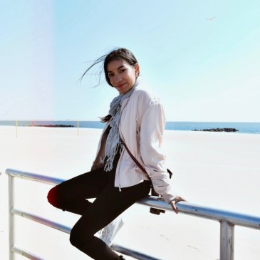 Coney Island fashion blog Samira navas bomber jacket